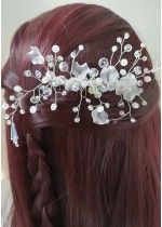 Украса за коса с кристали Сваровски на гребенче White Orchid by Rosie